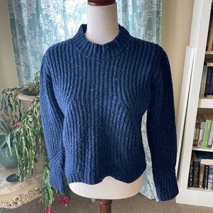 prAna blue wool blend chunky knit marled sweater